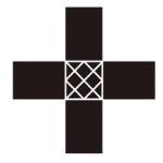 Pakistani road marking showing a criss-cross hatched box junction painted at a crossroads