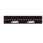 Pakistani road marking showing a broken white centre line separating two directions of traffic