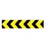 Yellow and black chevron hazard board marking a sharp bend on a Pakistani road