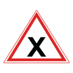 Pakistani cautionary road sign showing an X-shaped crossroads symbol inside a red-bordered triangle