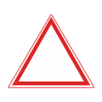 Blank Pakistani cautionary road sign consisting of an upward-pointing white triangle with a thick red border