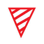 Red and white diagonally striped inverted triangular hazard marker board used on Pakistani roads