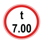 Pakistani weight limit road sign showing 7.00 t inside a red circle, restricting vehicles over seven tonnes