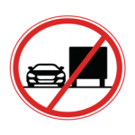 Pakistani road sign showing a car beside a truck crossed by a red diagonal line inside a red circle, banning overtaking by heavy vehicles