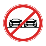 Pakistani no overtaking road sign showing two black cars side by side crossed by a red diagonal line inside a red circle