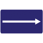Pakistani one-way street road sign showing a white arrow pointing right on a blue rectangle