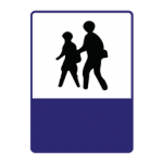 Pakistani informative road sign showing two walking pedestrian figures marking a pedestrian route