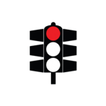 Pakistani traffic signal showing only the red light lit, meaning stop and wait