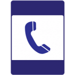 Pakistani informative road sign showing a telephone handset symbol indicating a public or emergency telephone